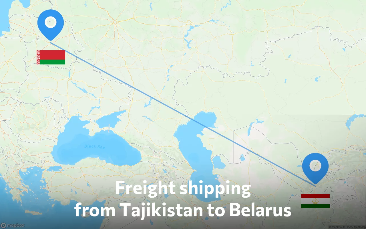 Shipping route from Tajikistan to Belarus