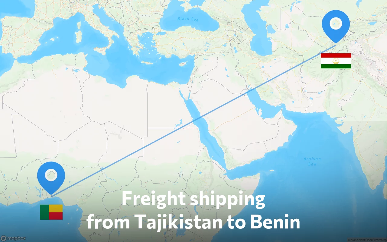 Shipping route from Tajikistan to Benin
