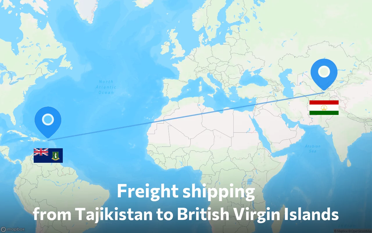 Shipping route from Tajikistan to British Virgin Islands