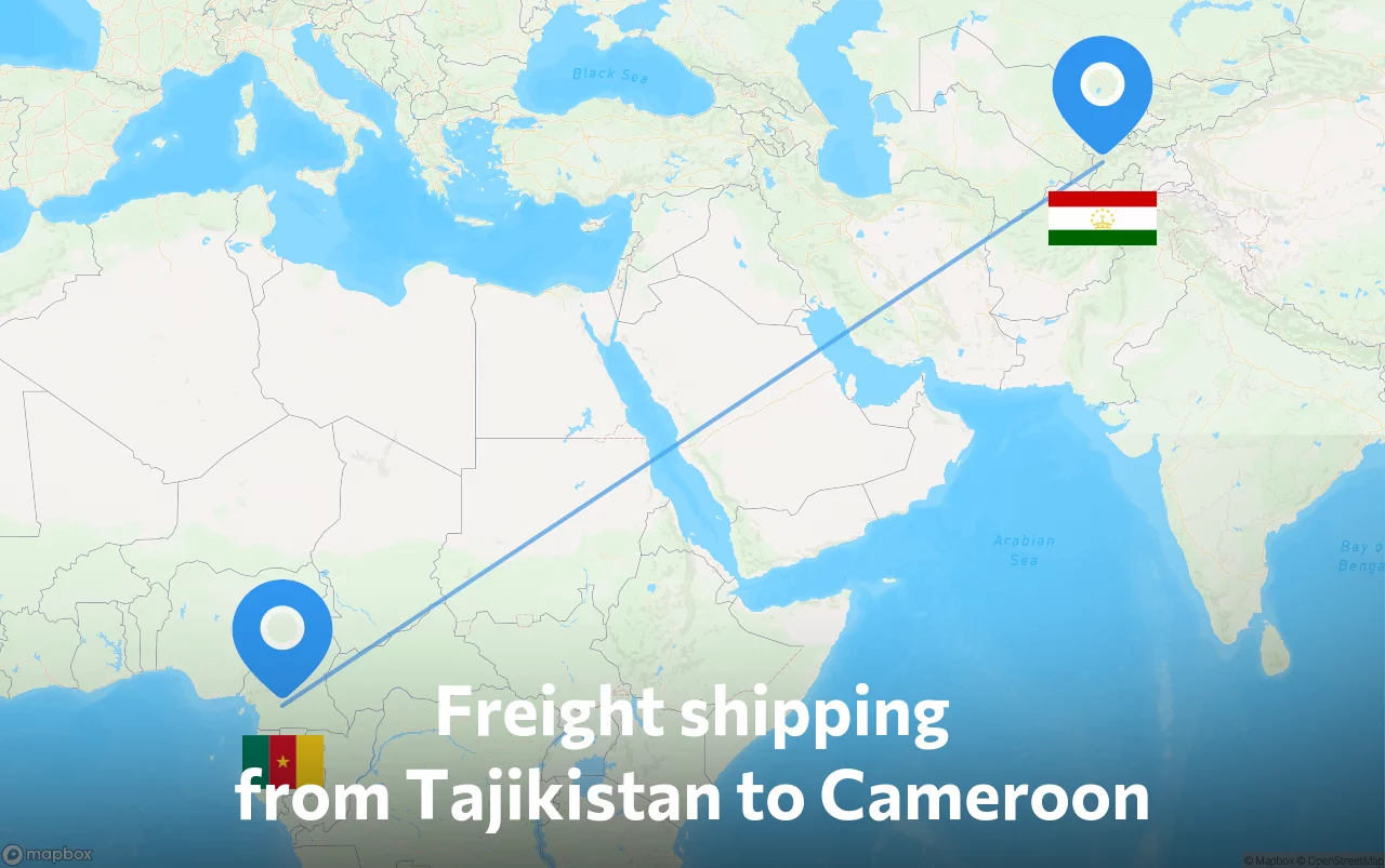 Shipping route from Tajikistan to Cameroon