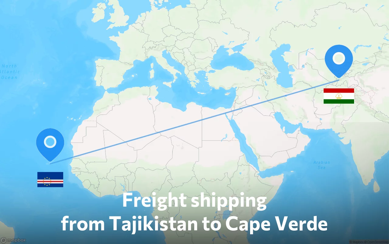Shipping route from Tajikistan to Cape Verde