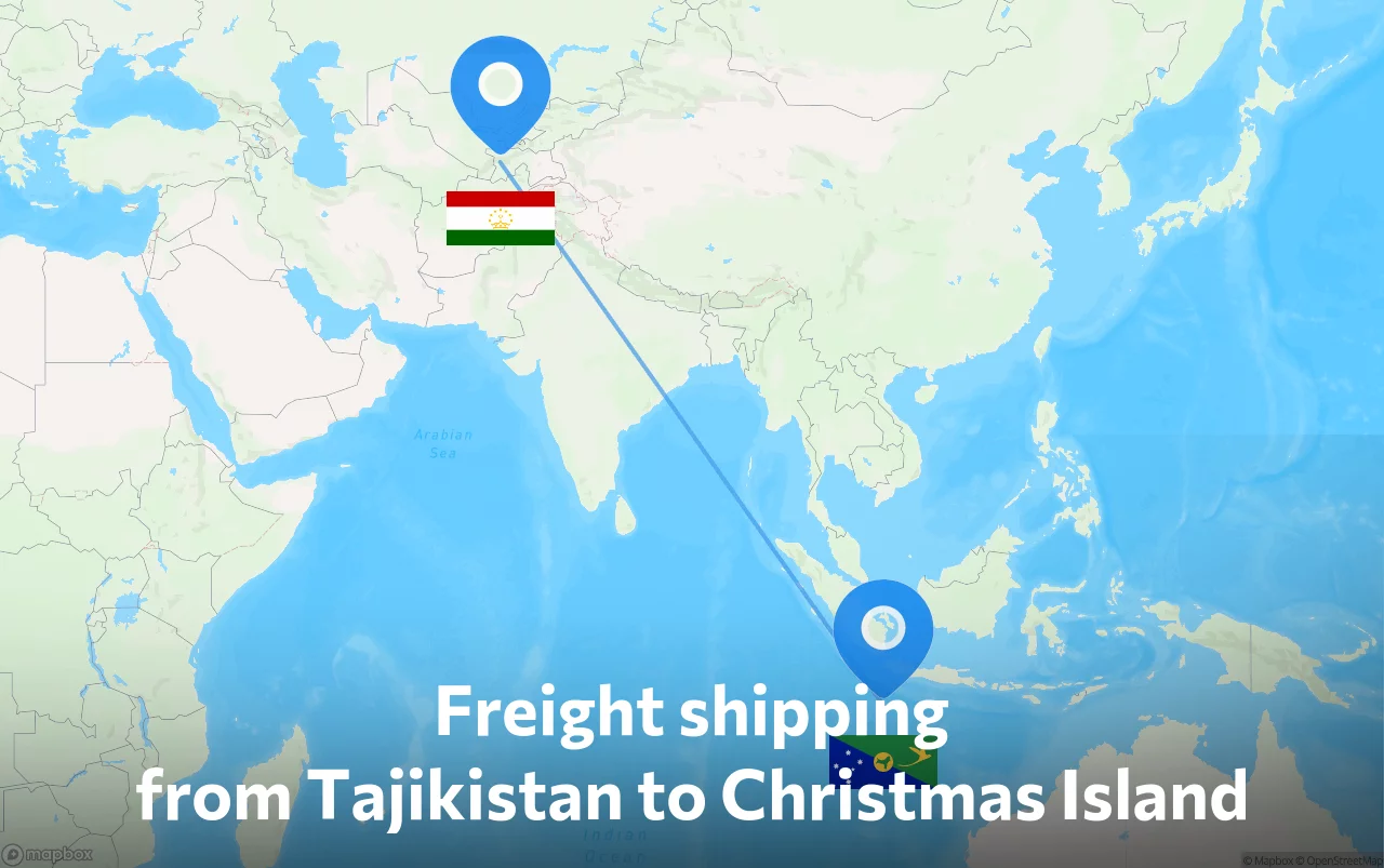 Shipping route from Tajikistan to Christmas Island