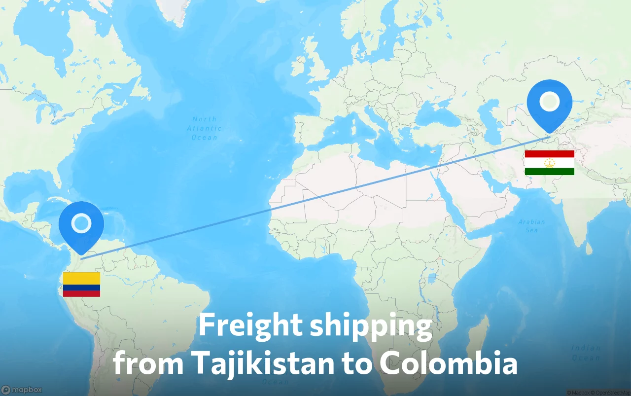 Shipping route from Tajikistan to Colombia