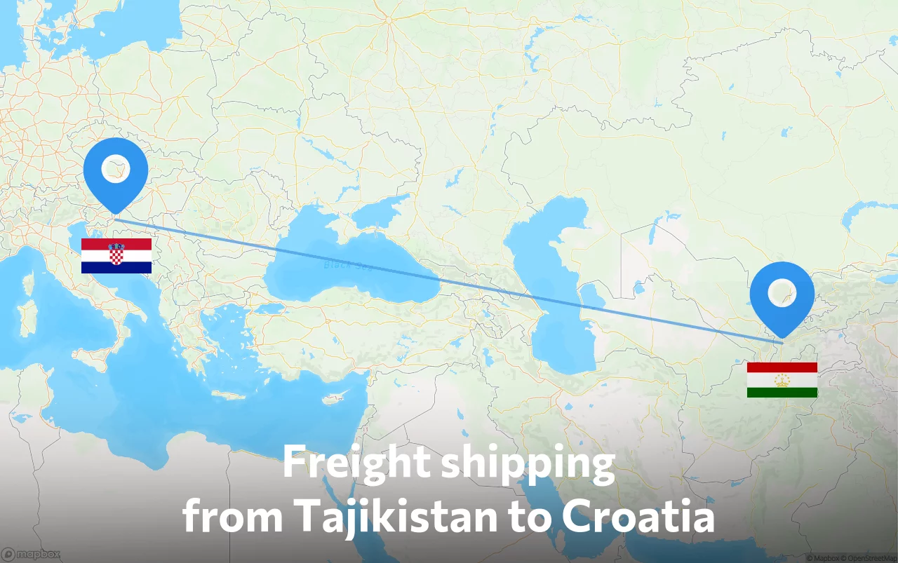 Shipping route from Tajikistan to Croatia