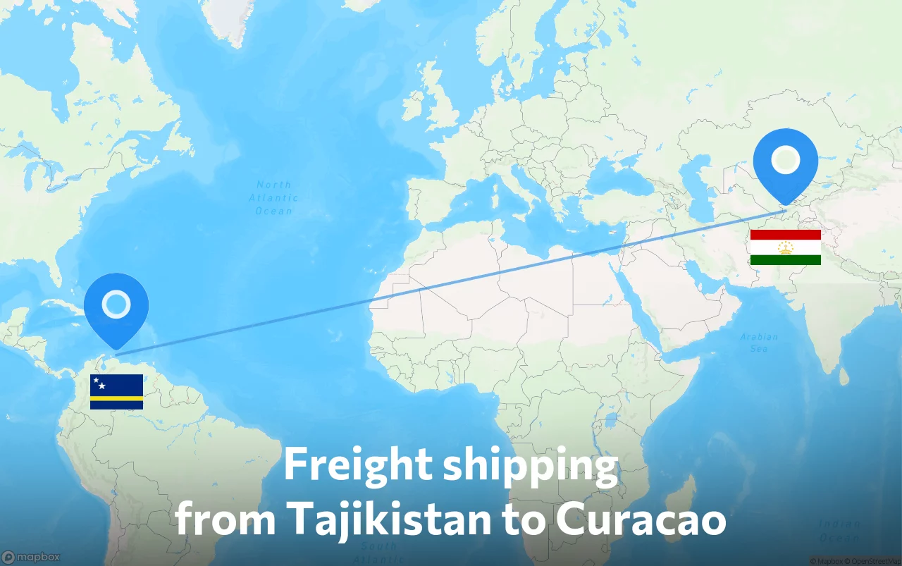 Shipping route from Tajikistan to Curacao