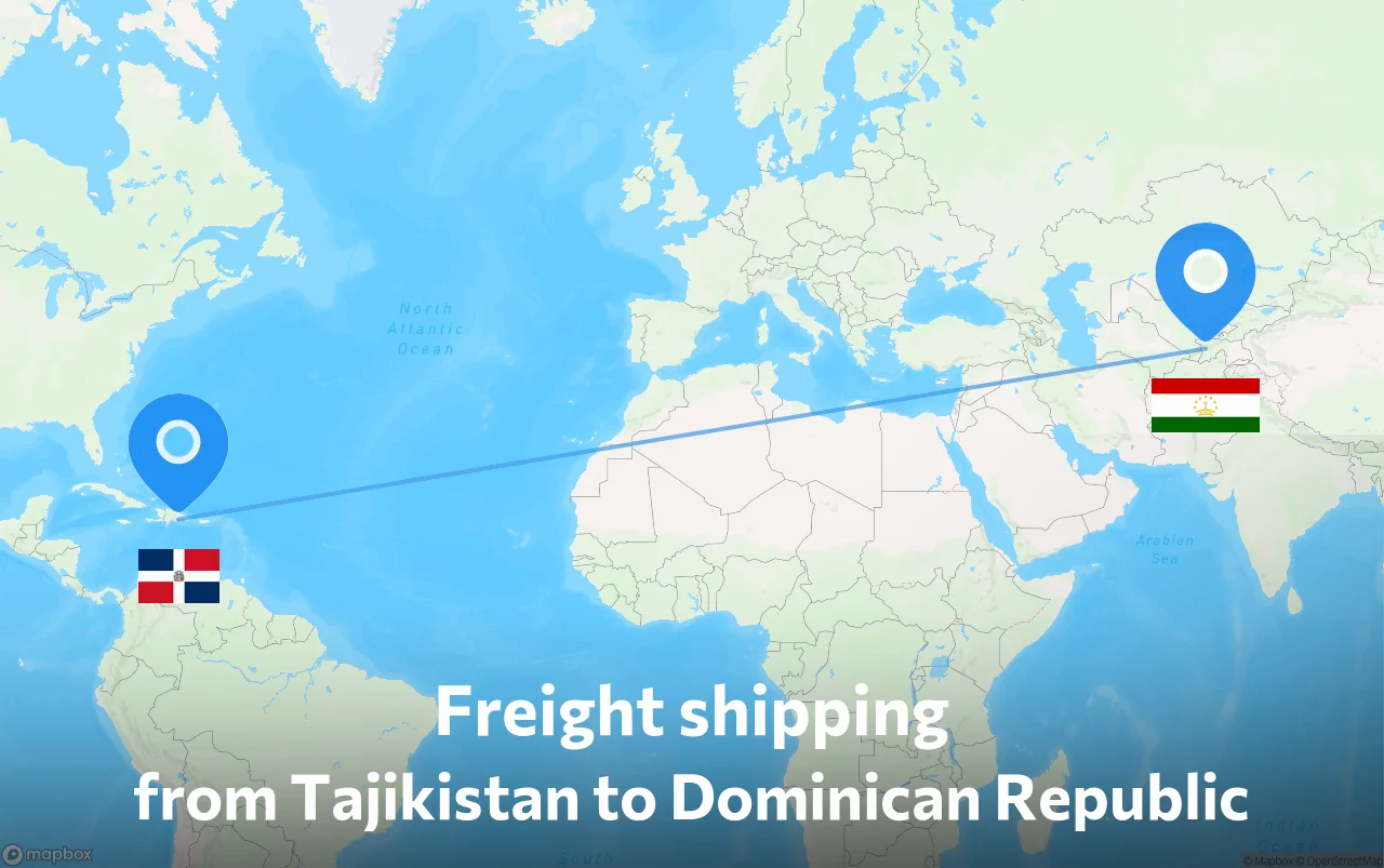 Shipping route from Tajikistan to Dominican Republic
