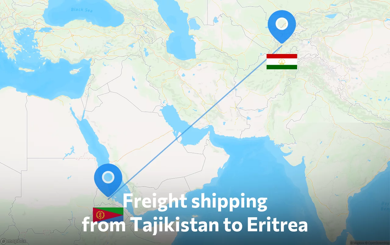 Shipping route from Tajikistan to Eritrea