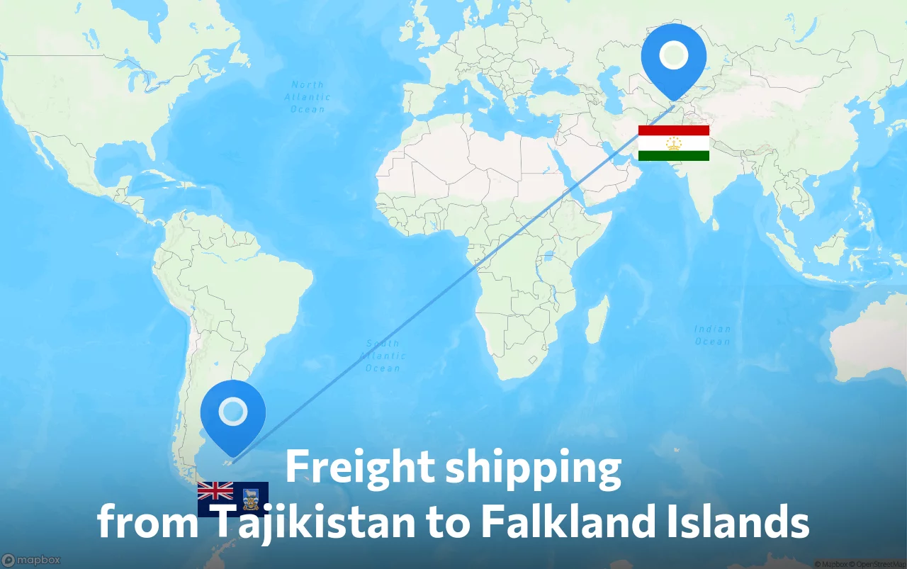 Shipping route from Tajikistan to Falkland Islands
