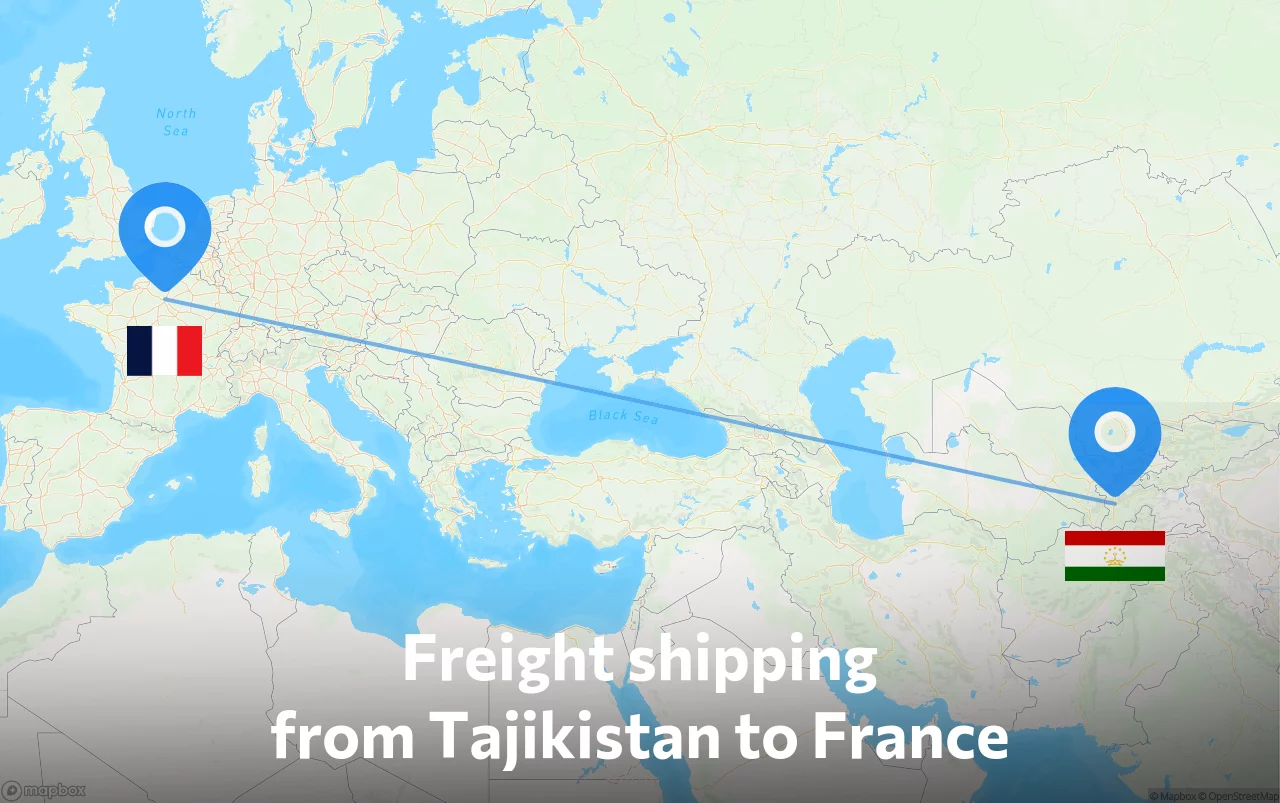 Shipping route from Tajikistan to France