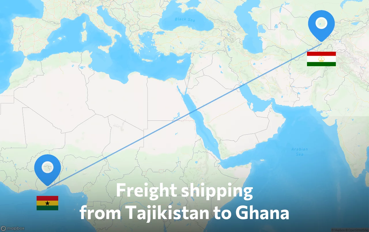 Shipping route from Tajikistan to Ghana