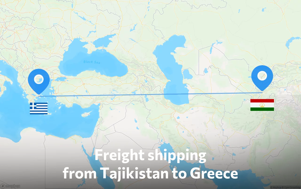 Shipping route from Tajikistan to Greece