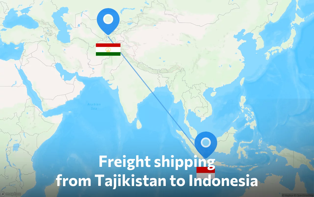 Shipping route from Tajikistan to Indonesia
