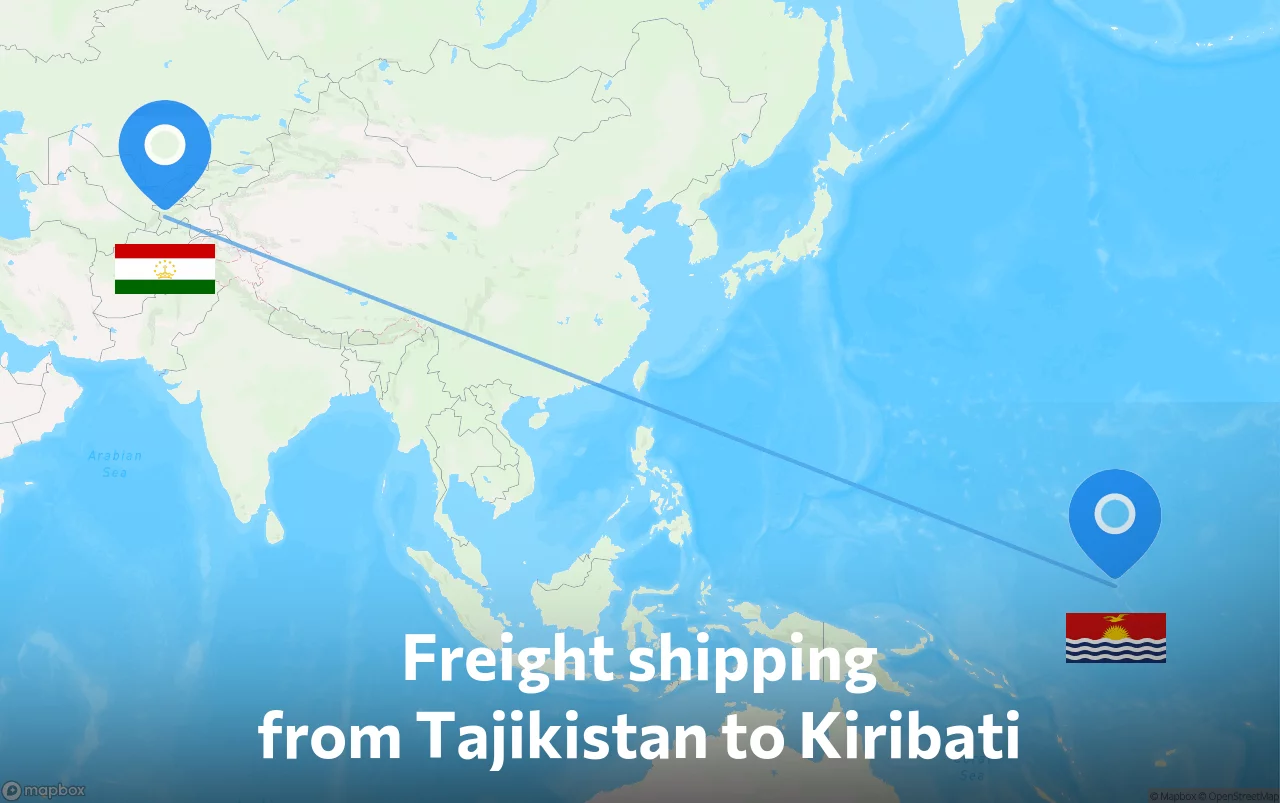 Shipping route from Tajikistan to Kiribati