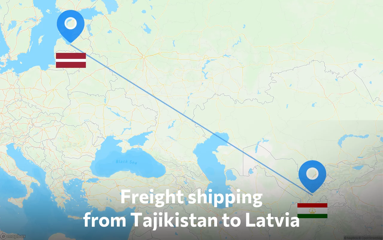 Shipping route from Tajikistan to Latvia