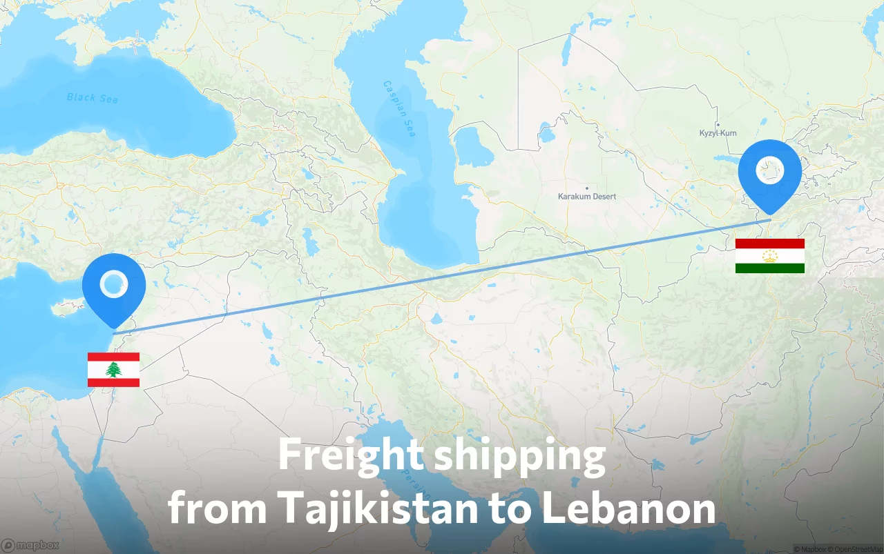 Shipping route from Tajikistan to Lebanon
