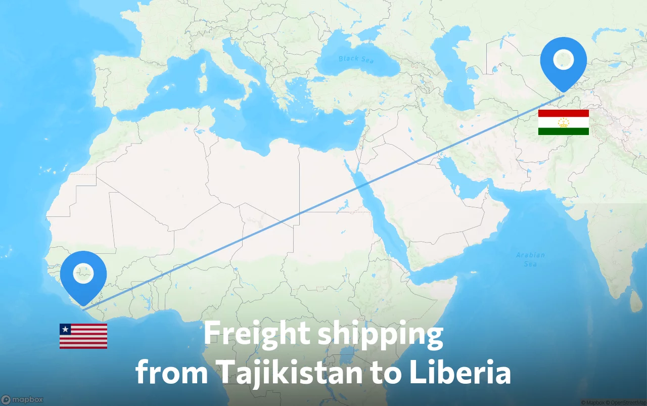 Shipping route from Tajikistan to Liberia
