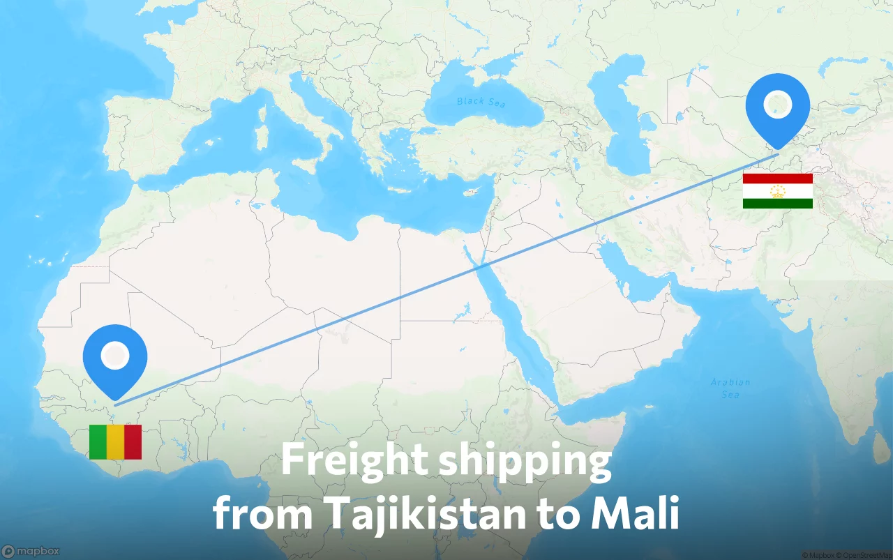 Shipping route from Tajikistan to Mali