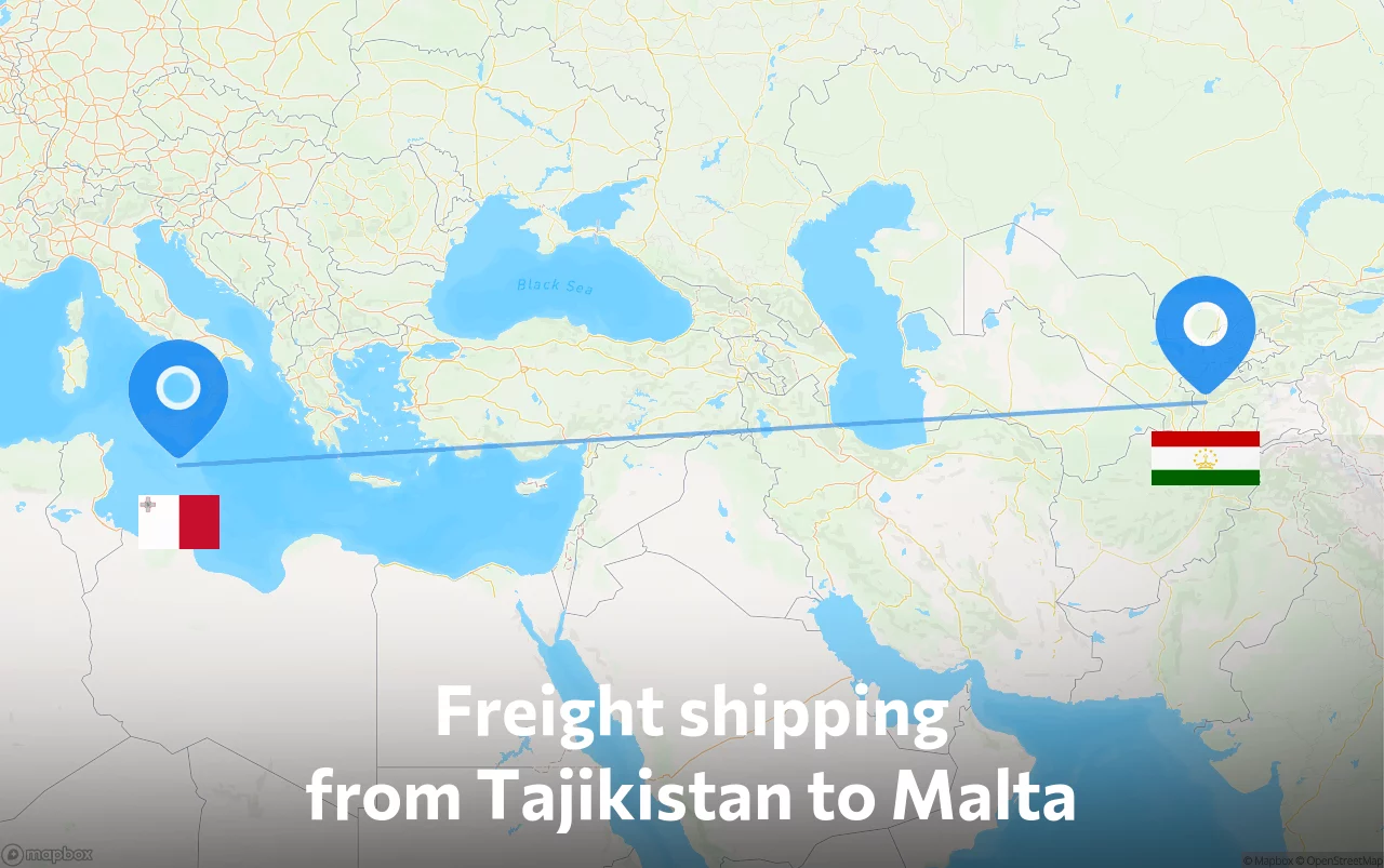 Shipping route from Tajikistan to Malta