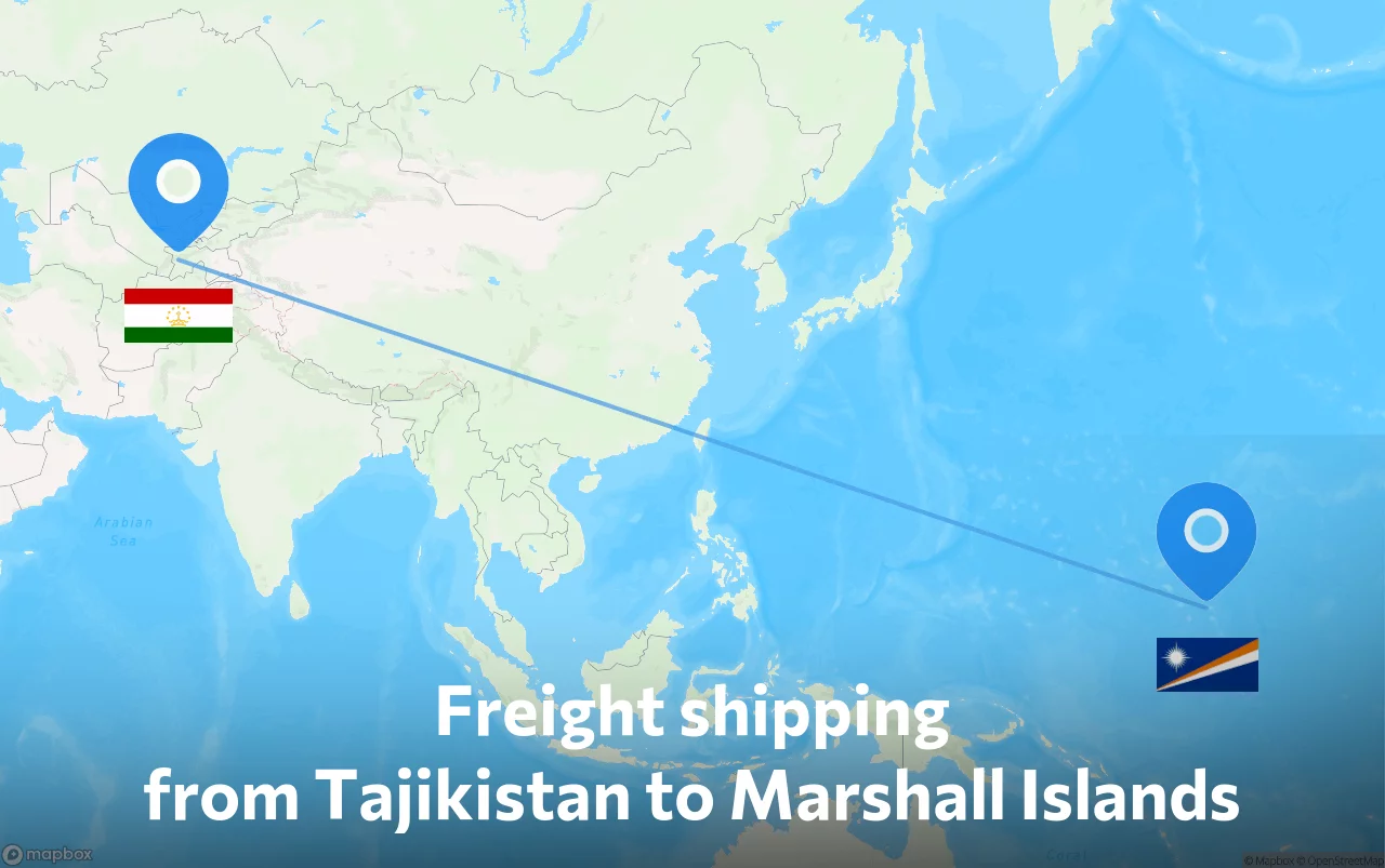 Shipping route from Tajikistan to Marshall Islands