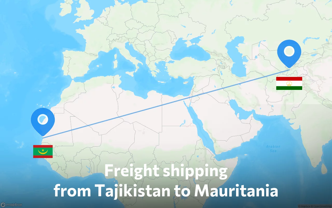 Shipping route from Tajikistan to Mauritania