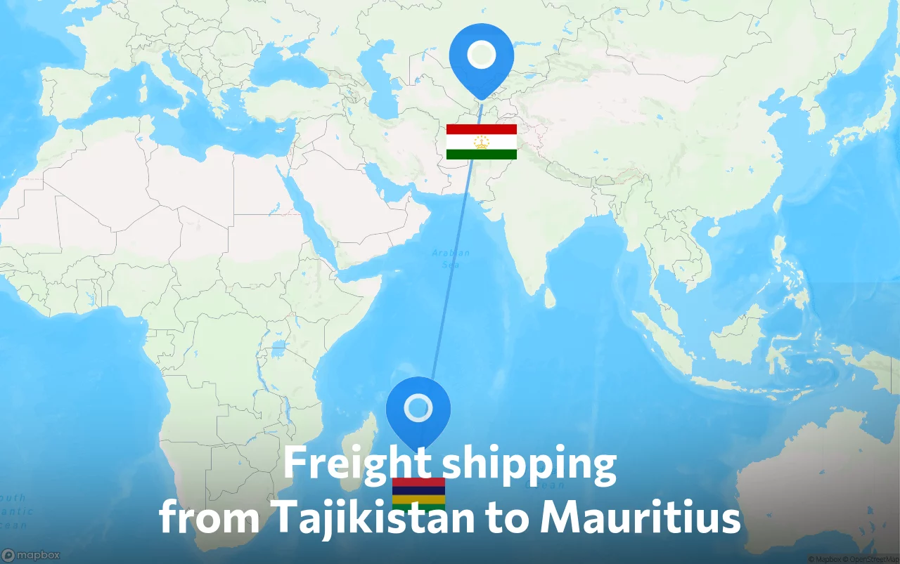 Shipping route from Tajikistan to Mauritius