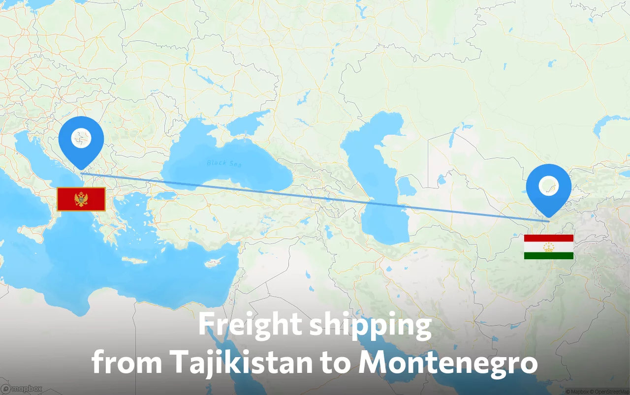 Shipping route from Tajikistan to Montenegro
