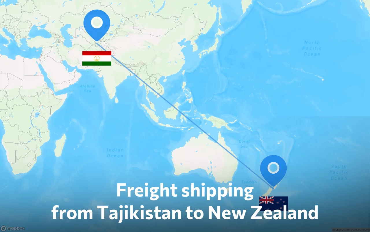 Shipping route from Tajikistan to New Zealand