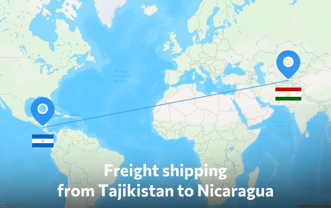 Shipping route from Tajikistan to Nicaragua
