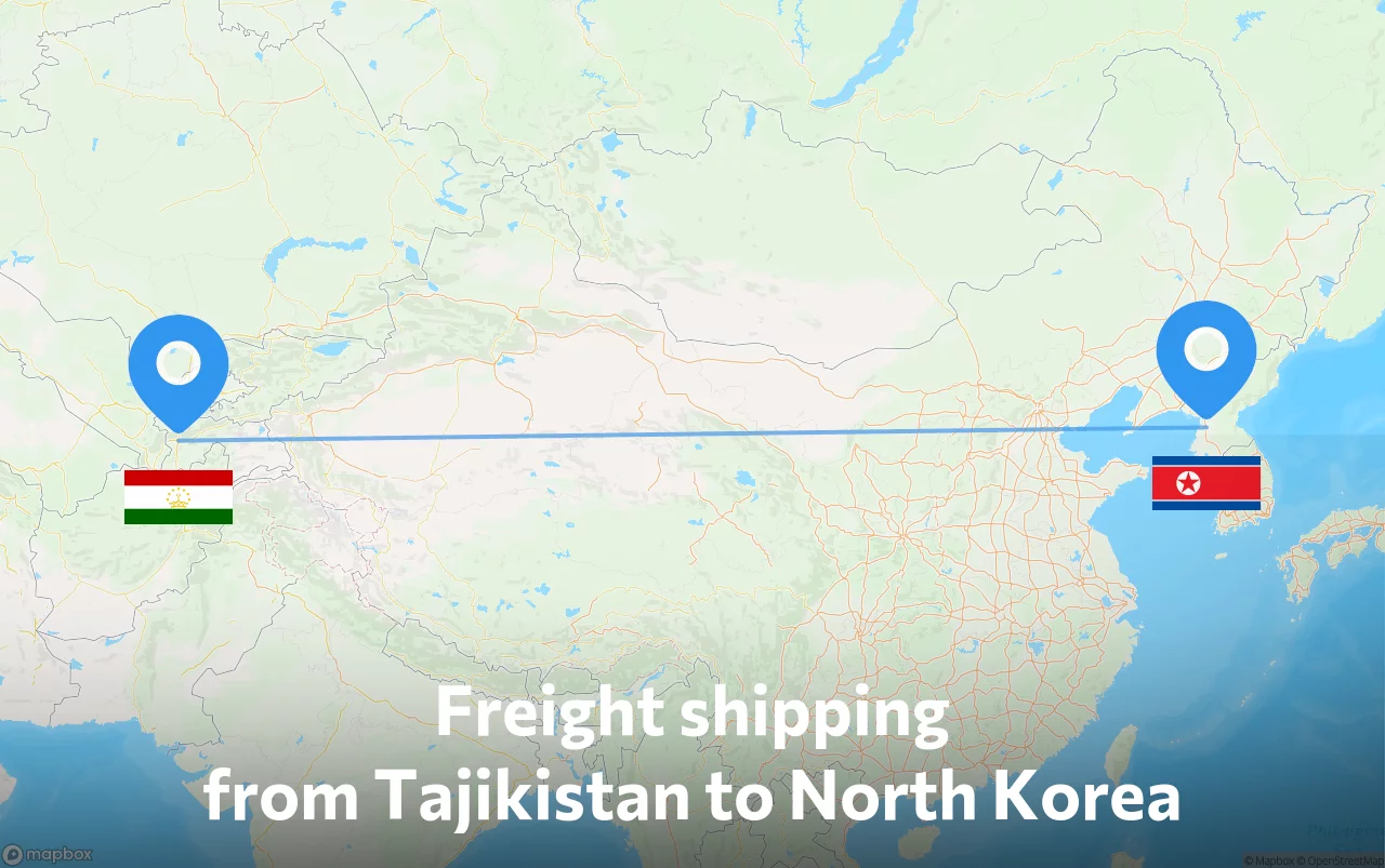 Shipping route from Tajikistan to North Korea