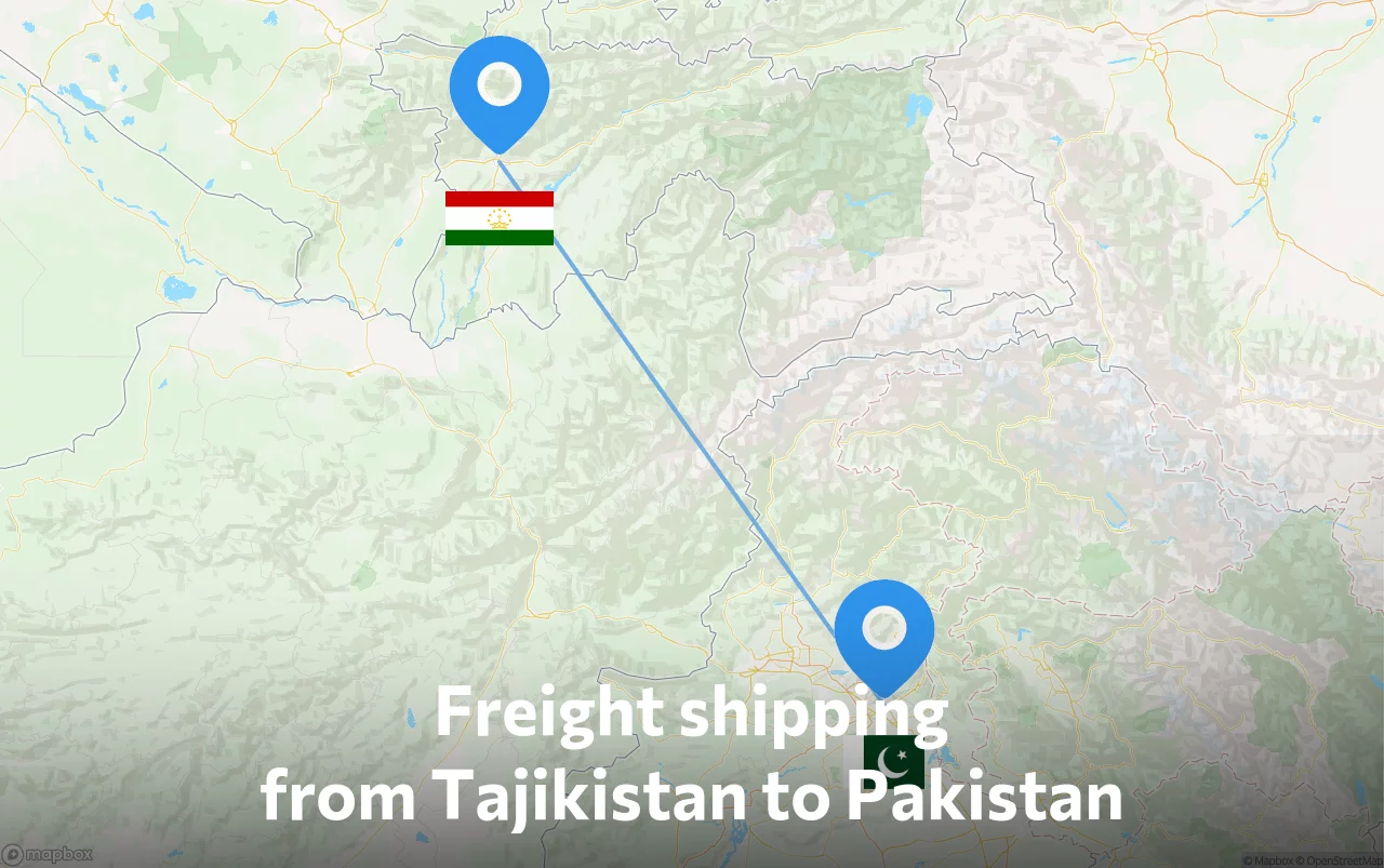 Shipping route from Tajikistan to Pakistan