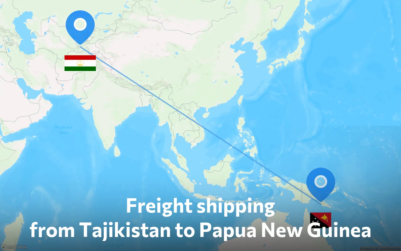 Shipping route from Tajikistan to Papua New Guinea