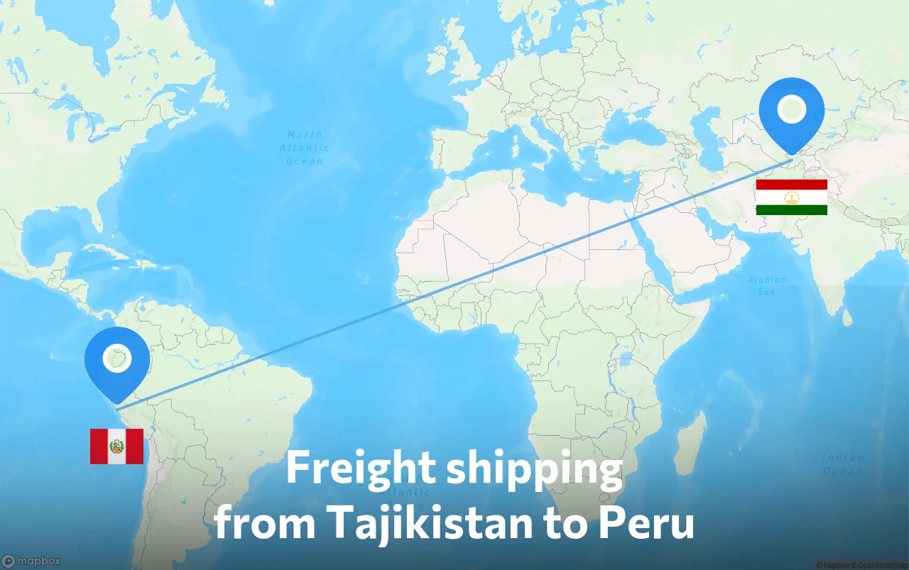 Shipping route from Tajikistan to Peru