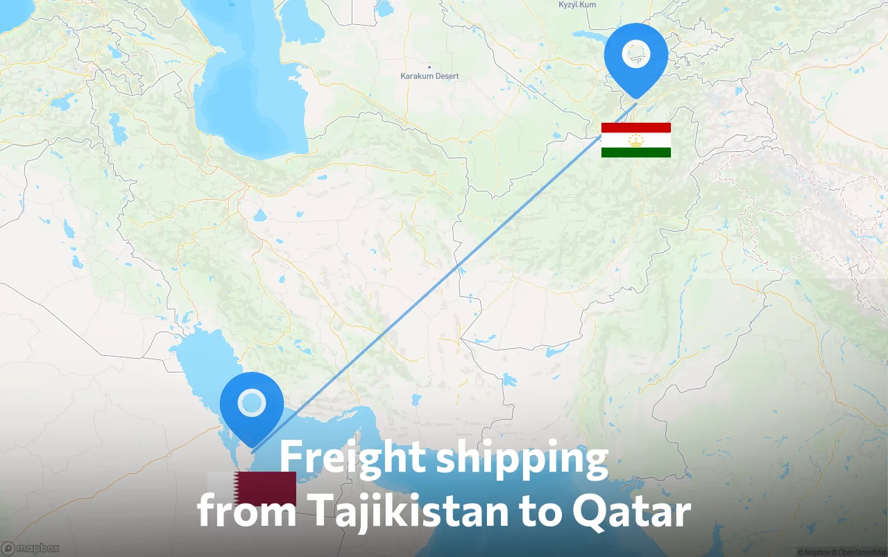 Shipping route from Tajikistan to Qatar