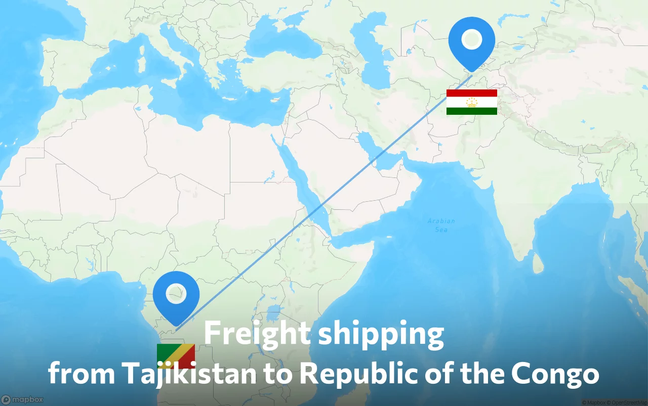 Shipping route from Tajikistan to Republic of the Congo