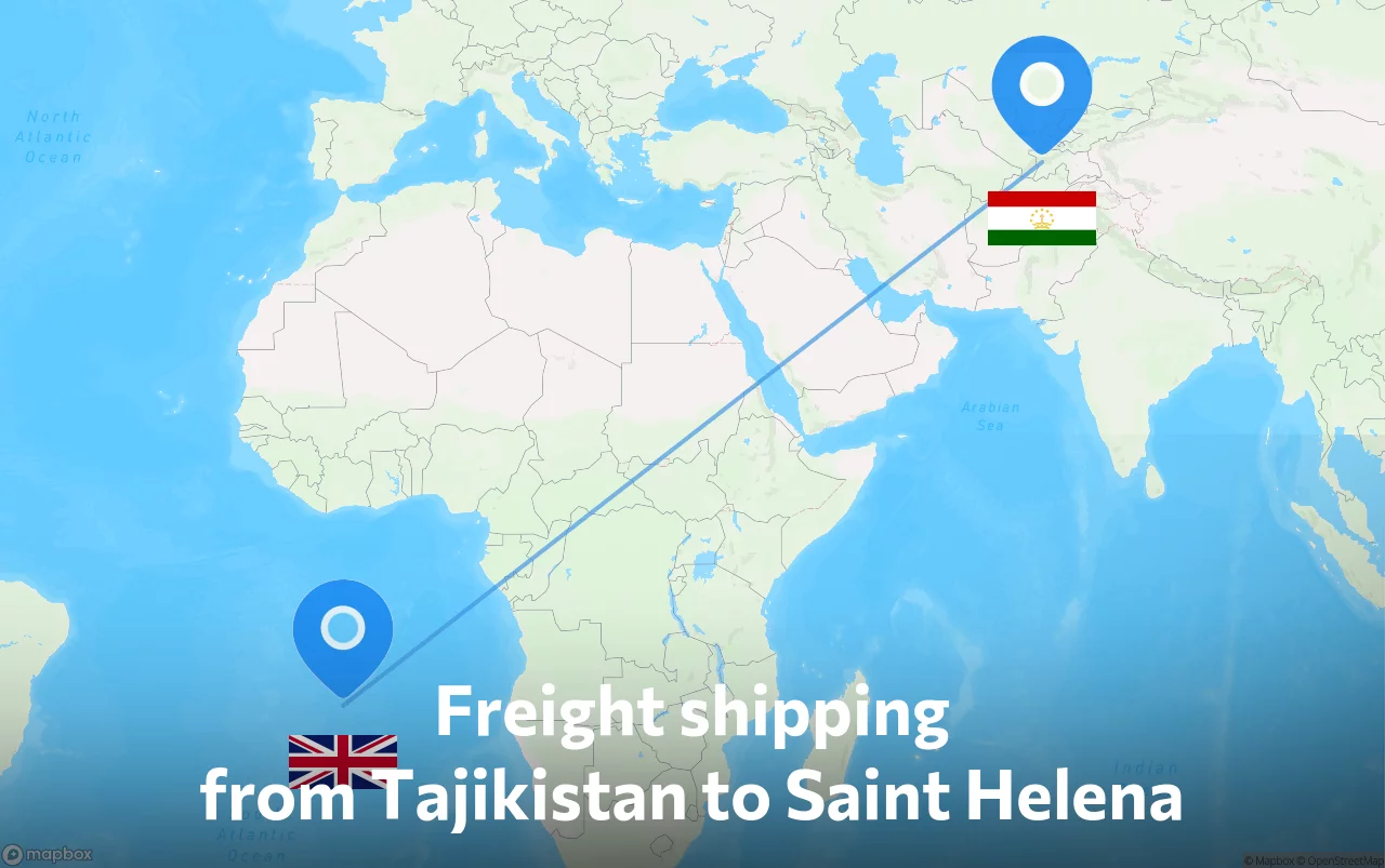 Shipping route from Tajikistan to Saint Helena