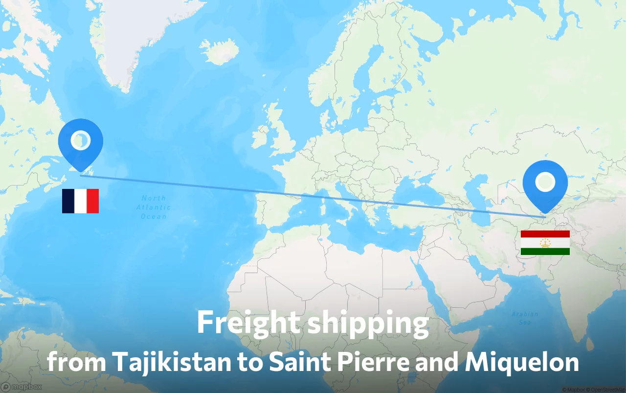Shipping route from Tajikistan to Saint Pierre and Miquelon