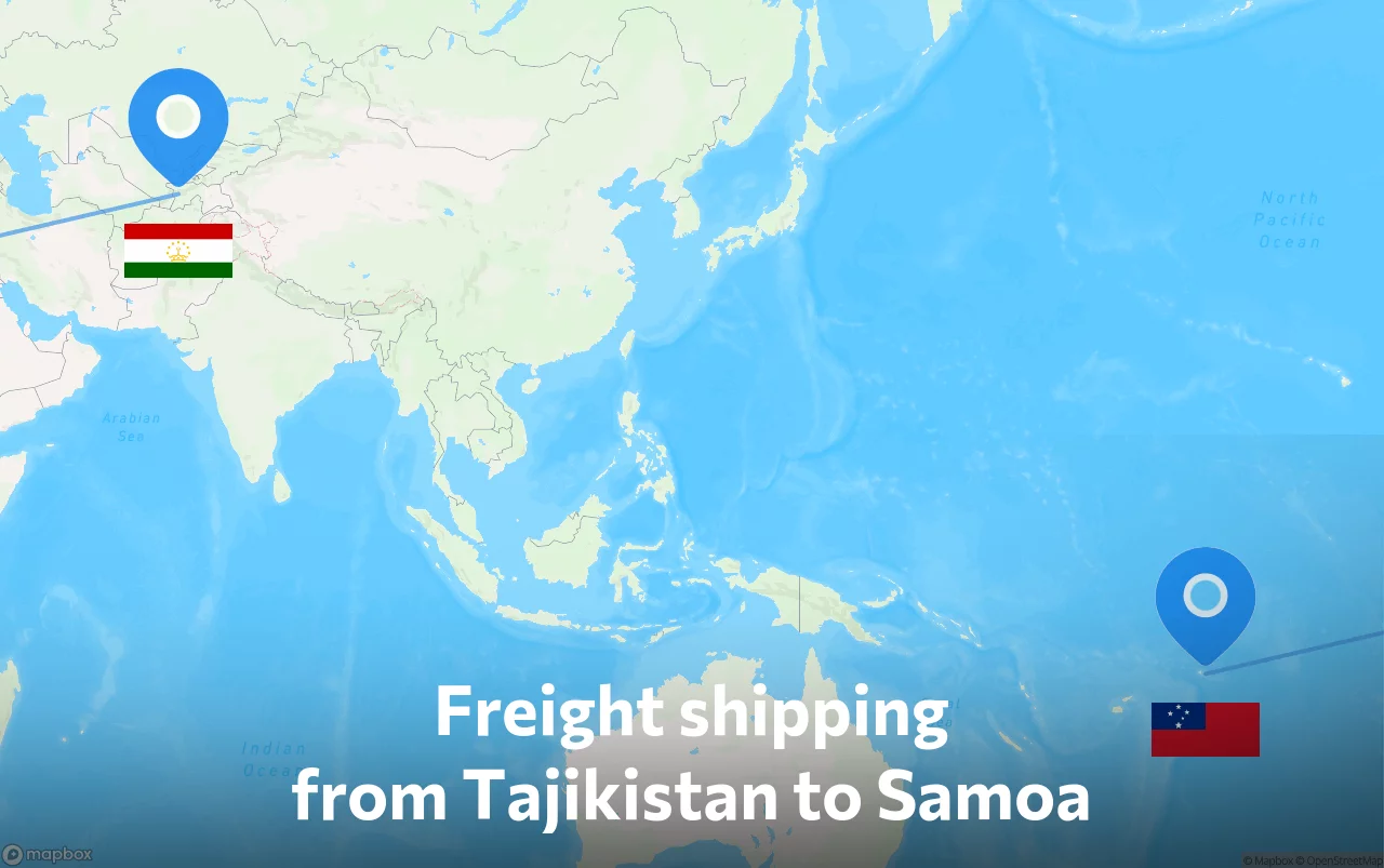 Shipping route from Tajikistan to Samoa
