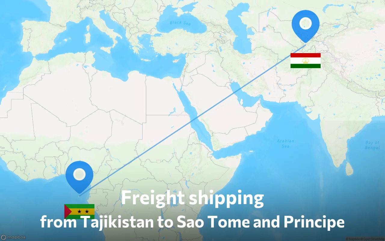 Shipping route from Tajikistan to Sao Tome and Principe