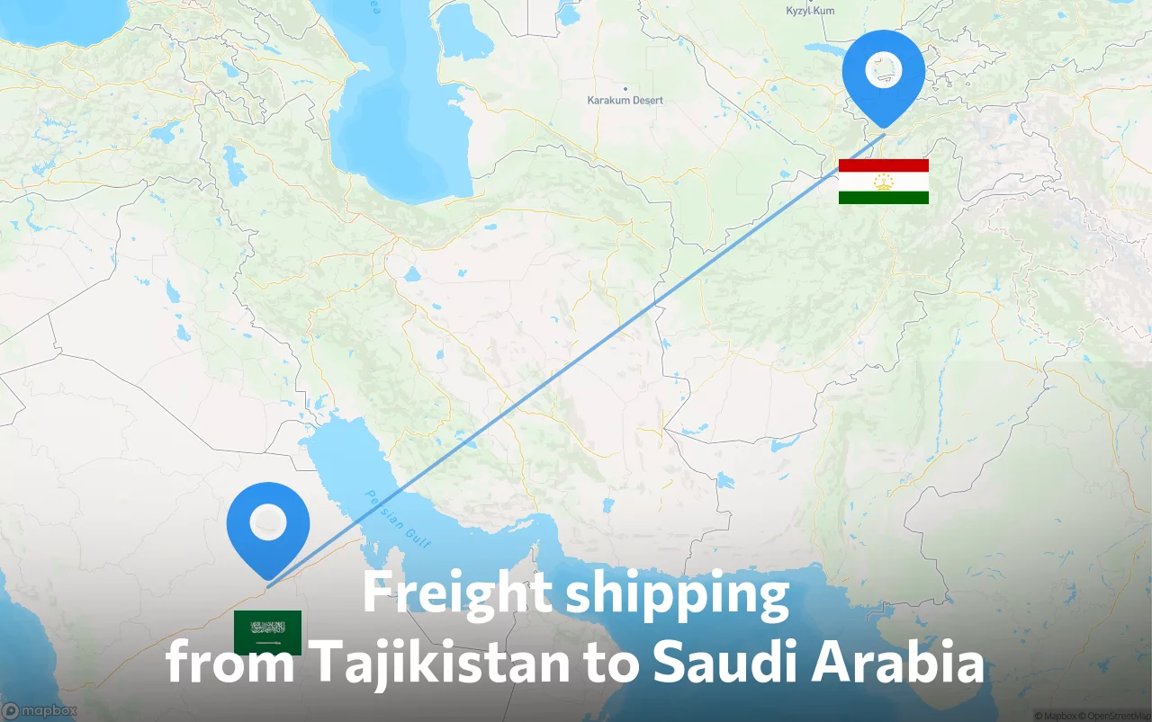 Shipping route from Tajikistan to Saudi Arabia