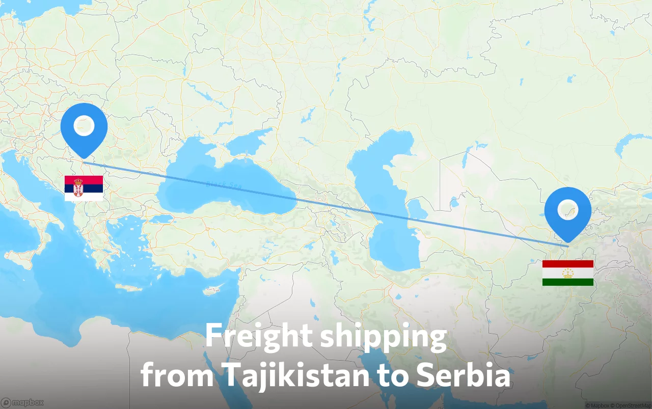 Shipping route from Tajikistan to Serbia