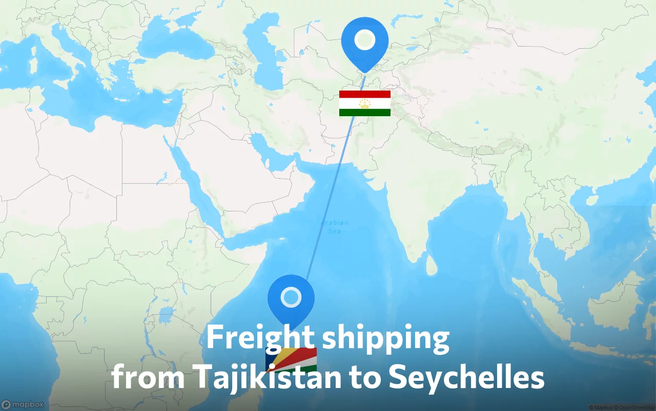 Shipping route from Tajikistan to Seychelles
