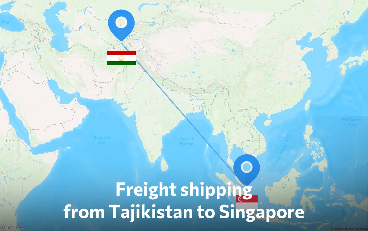 Shipping route from Tajikistan to Singapore
