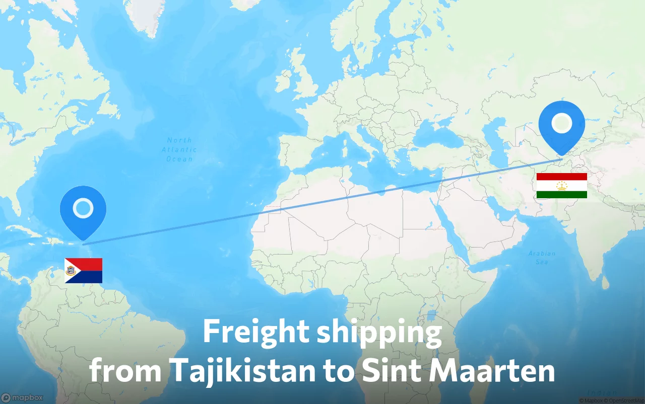 Shipping route from Tajikistan to Sint Maarten