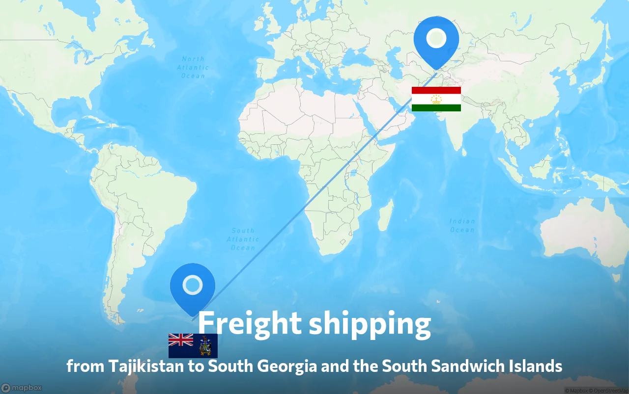 Shipping route from Tajikistan to South Georgia and the South Sandwich Islands