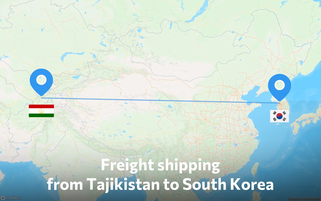 Shipping route from Tajikistan to South Korea