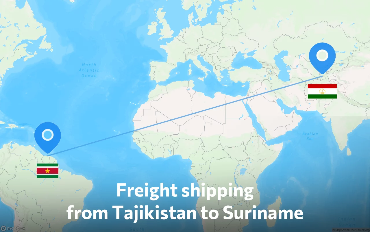 Shipping route from Tajikistan to Suriname