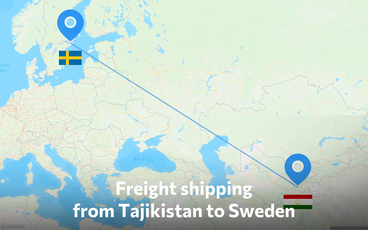 Shipping route from Tajikistan to Sweden