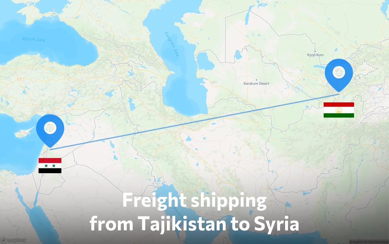 Shipping route from Tajikistan to Syria