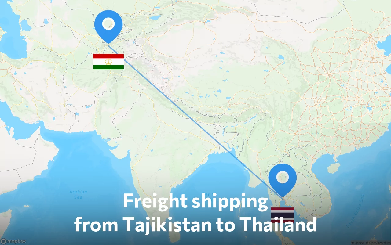 Shipping route from Tajikistan to Thailand