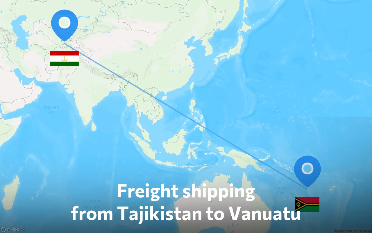 Shipping route from Tajikistan to Vanuatu
